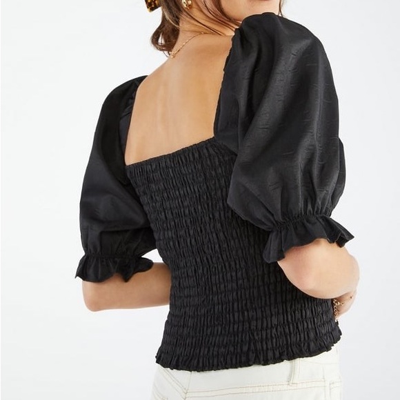 Free People Black Square Neck Smocked Top - Picture 2 of 4